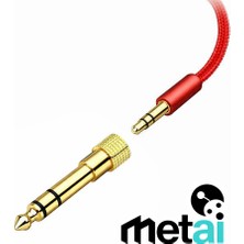 Metai 6.35MM → 3.5mm Jack Dönüştürücü Adaptör | Altın Kaplama | Amfi, Mikrofon, Kulaklık Uyumlu