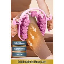 Özbience Kas Gevşetici Masaj Aleti, 13 Tekerlekli, Lenf Drenaj Rulosu, Pembe