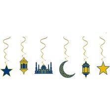 Allians Altın Yaldızlı Ramazan Tavan Sarkıt Süsü 6'lı Mahya Hilal Cami Dini Bayram Dekor