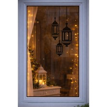 Allians Şık Ramazan Cam ve Ayna Sticker, Sarkıt Fener Tasarımı, 20X46,5 cm