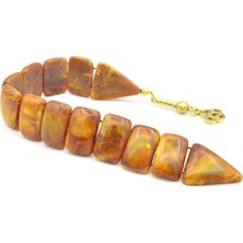 Murty99 Iri Taneli Hareli Yeşil Turuncu Toz Kehribar Balık Tesbih