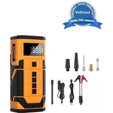 İntora 8000 Mah Taşnabilir Dijital Ekranlı Araç Akü Takviyeli,powerbank,ışıklı Oto Hava Kompresörü