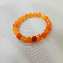 Shine Elagance Turuncu Dogaltaş Portakal Akik Yuvarlak Kesim Kadın Bileklik Sevgililer Günü Hediyesi