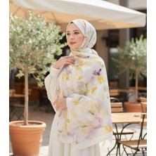 Revam Collection Retro Desen Pamuk Soft Şal Kadın Sarı Lila