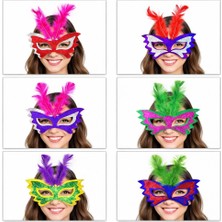 Starseven Tüylü Renkli Karton Parti Maskesi – 6 Renk