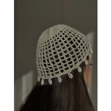 Ges Shop Kadın El Örgüsü Istiridye Detaylı Tasarım Model Saç Aksesuarı Bandana Plaj Modası