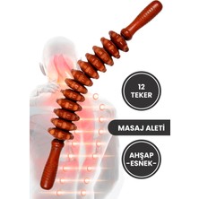 Özbience Esnek 12 Tekerlekli Ahşap Masaj Çubuğu, Lenf Drenajı ve Selülit Bakımı
