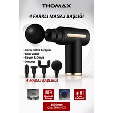 Özbience Profesyonel Şarjlı Darbeli Masaj Tabancası, 4 Başlıklı, 6 Kademe, Tüm Vücut Için