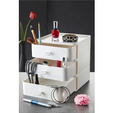 Braventa Collection 3 Katlı Çekmece Masaüstü Organizer Makyaj Takı Aksesuar Düzenleyici Saklama Kutusu