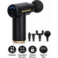 Özbience Taşınabilir Kas Masaj Tabancası, 6 Kademe Hız, 4 Başlık, Type-C Şarj