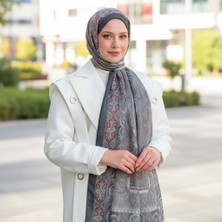 Revam Collection Retro Desen Pamuk Şal Siyah Bordo