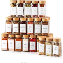 Braventa Collection Promosyonca Cam Baharatlık Seti, 12 Adet, Bambu Kapaklı, Etiketli