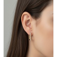 Hoolya Design Xuping Özel Seri Zirkon Taşlı Uzun Çelik Küpe