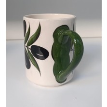 Braventa Collection El Yapımı Seramik Kupa Zeytin Dali