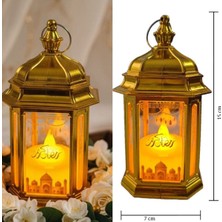 Allians 15X7 cm Altın Renk Mika Ramazan Kareem Ramazan Kandili LED Fener