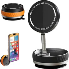 Braventa Collection Uruchı Manyetik Araç Telefon Tutucu 360° Döner Başlık – Mekanik Vakumlu Güçlü Sabitleme, Silikon Kay