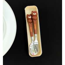 Braventa Collection Sevimli Hayvan Figürlü Çatal Kaşık Seti (Ayı)