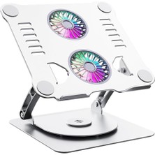 Braventa Collection Dizüstü Bilgisayar Standı, Ayarlanabilir Yükseklik, Soğutucu Fanlı, Alüminyum, Gümüş, 10-15 Inç, Çif