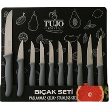 Braventa Collection 10’lu Bıçak Seti – Paslanmaz Çelik, Gri Ergonomik Saplı, Çok Amaçlı Dayanıklı ve Keskin Mutfak Bıçak