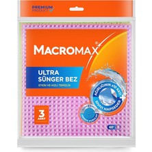 Braventa Collection Macromax Ultra Sünger Bez 3'lü Paket, Ağırlığının 10 Katı Su Emen Yüksek Performanslı Mutfak Bezi