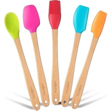 Braventa Collection Valletta Indigo 5 Li Renkli Bambu Silikon Spatula Seti Uzun 26CM