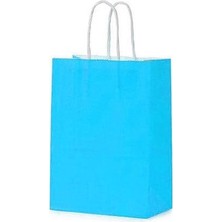 İğne İzi 1.kalite 22X6 cm (12ADET) Mavi Renkli Kraft Kagıt Çanta,hediye Poşeti, Hediye Paketi, Kraft Çanta