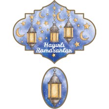 Allians Hayırlı Ramazanlar Yazılı Açık Mavi Fenerli Kapı ve Duvar Süsü