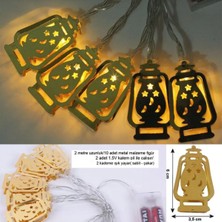 Allians Ramazan Temalı Gün Işığı, Metal Ampüllü Fener, Pilli LED Işık, 2 Mt.