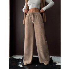 Mery Mery Boutique Fittilli Kadife Bol Paça Pantolon Palazzo Beli Lastikli
