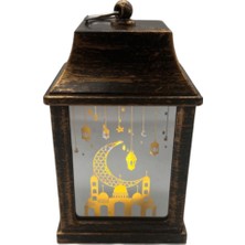 Allians Şık 10 cm Gümüş Ramazan Feneri Led'li Kare Aynalı Eskitme Model