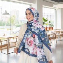 Revam Collection Desenli Pamuk Soft Şal Ilham Serisi Lacivert Pembe