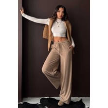 Mery Mery Boutique Fittilli Kadife Bol Paça Pantolon Palazzo Beli Lastikli