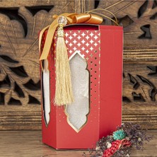 Allians Ramazan Süsü Kırmızı Fener Kutulu Lüks Seccade ve Tesbih Seti