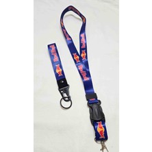 Şimika Redbull Mavi Boyun Askı Ipi ve Kancalı Kumaş Anahtarlık Oto-Moto Ayna Ip ve Anahtarlık