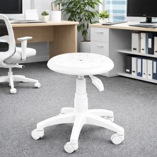 Laboratuvar ve Mutfak Taburesi Beyaz Monoblok Tablalı