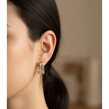 Hoolya Design Xuping Modern Tasarım Zirkon Taşlı Rose Çelik Küpe