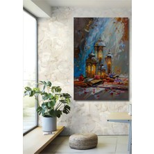 Allians Ramazan Fenerleri Yağlı Boya Görünümlü Ahşap Dekoratif Tablo