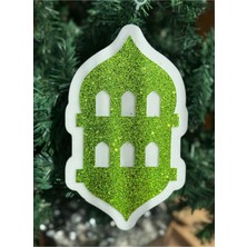 Allians Ramazan Temalı Simli Yeşil Beyaz Fenerli Dekoratif Duvar Süsü