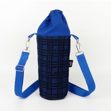 Woodycord El Yapımı Büzgülü Denim Ekose Matara ve Termos Kılıfı