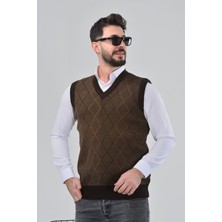 Erkek Baba ve Orta Yaş Triko Örgü Baklava Çizgi Desenli Akrilik Süveter