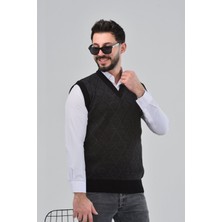 Erkek Baba ve Orta Yaş Triko Örgü Baklava Çizgi Desenli Akrilik Süveter