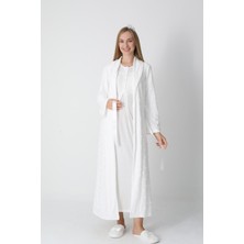 Erdeniz Tekstil Hamile &lohusalar Için Viskoz Gecelik ve Jakarlı Havlu Sabahlık Seti–kışlık-Desenli-Kuşaklı-2’li Set