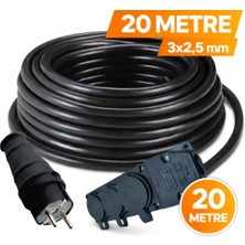 Kondel Aydınlatma 20 Metre Siyah Seyyar Uzatma Kablosu Cca 3x2,5 mm Topraklı – Fişli 3’lü Priz Kauçuk