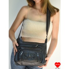 Jara Bag Pera Orijinal Yumuşak Yıkama Deri Çok Gözlü Anne Kol Çapraz Çanta