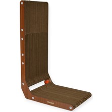 Özbience Karton Kedi Tırmalama L Şeklinde, Toplu Catnipli, Ceviz Renk, 28X42X68 cm