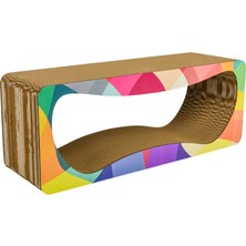 Özbience Modern Desenli Xlarge Karton Kedi Tırmalama 75X28,5X24 cm