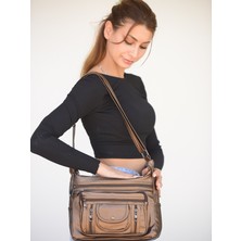 Jara Bag Pera Orijinal Yumuşak Yıkama Deri Çok Gözlü Anne Kol Çapraz Çanta