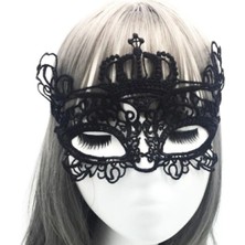 Marsilyan Siyah Renk Dantel Kesim Dantel Işlemeli Balo Parti Maskesi 9 No