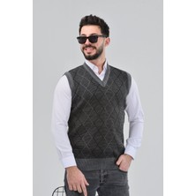 Erkek Baba ve Orta Yaş Triko Örgü Baklava Çizgi Desenli Akrilik Süveter