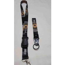 Şimika Bbs Desen Boyun Askı Ipi ve Kancalı Kumaş Anahtarlık Oto-Moto Ayna Ip ve Anahtarlık